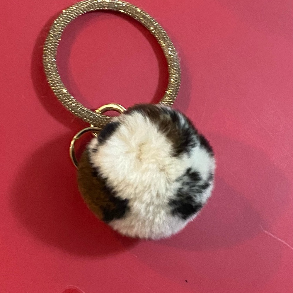 Elegant Gold and Brown Fur Keychain